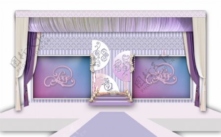浅紫色婚礼舞台设计效果图