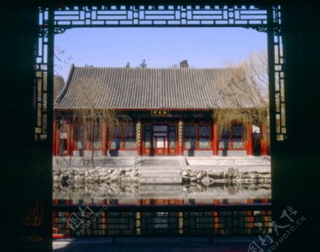 北京颐和园摄影图片明清建筑窗门框文化装饰