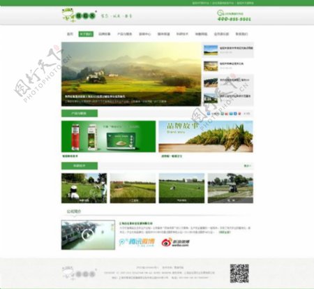 清新绿色农业网站模板psd素材