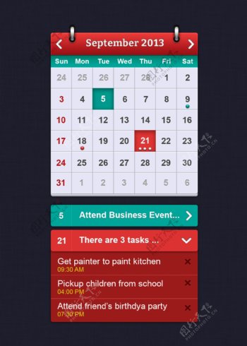 日历UI界面模板