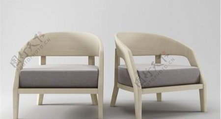 新中式单椅沙发3d模型下载