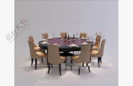 北欧餐桌椅3D