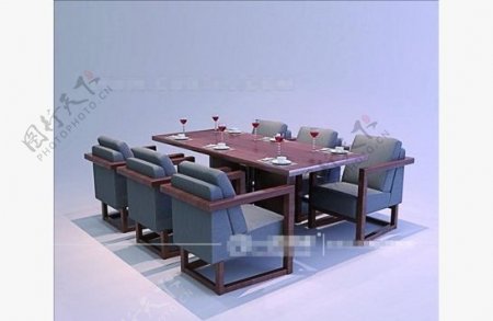 北欧餐桌椅3D