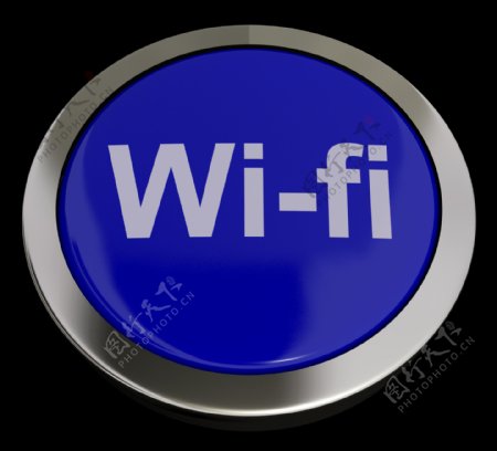 蓝色的WiFi热点或互联网连接按钮