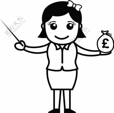 女士展示如何投资你的储蓄业务的卡通人物矢量