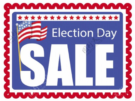 选举日销售矢量插画风格背景的邮票