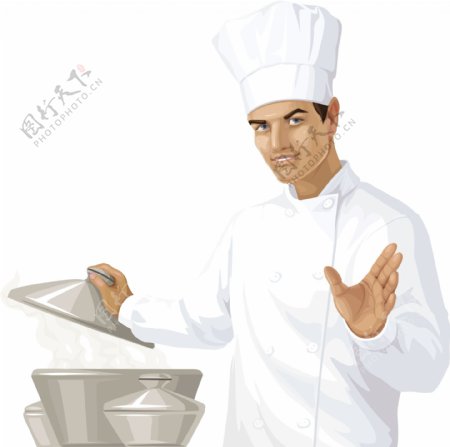 eps格式矢量人物厨师男性厨具锅做饭做菜烹饪矢量素材