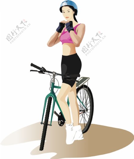 插图插画运动骑自行车