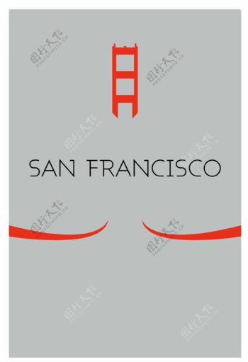 美国城市旧金山矢量插画