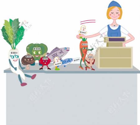 水果蔬菜超市漫画图片