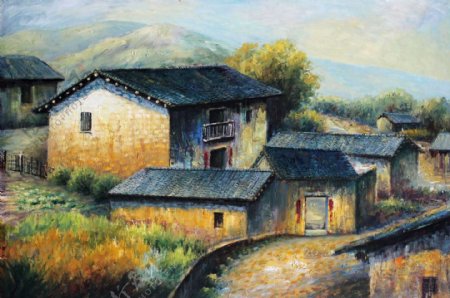 中式油画乡村