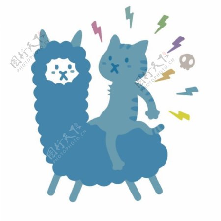 印花矢量图卡通动物羊驼猫免费素材