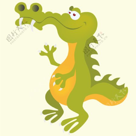 印花矢量图可爱卡通卡通动物鳄鱼色彩免费素材
