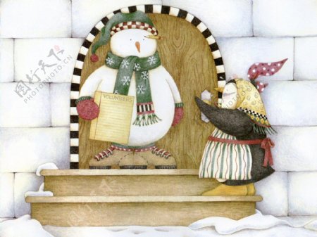 可爱圣诞企鹅可爱图片