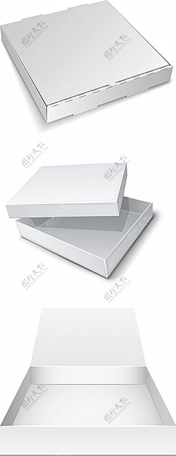 披萨盒子白色模板矢量素材