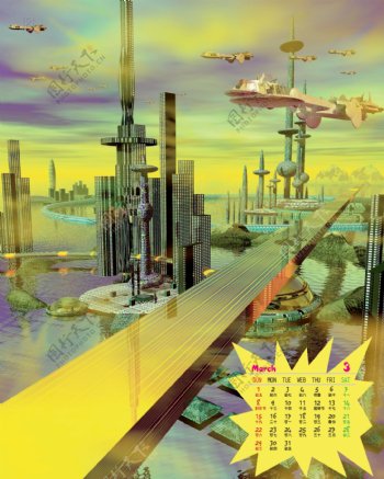 2009年日历模板2009年台历psd模板可爱天使科幻世界全套共13张含封面