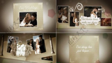 折叠展开的婚礼相册AE模板