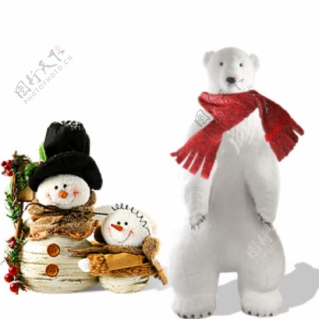 雪人可爱卡通熊围巾圣诞人PSD分层素材源文件韩国花纹图库