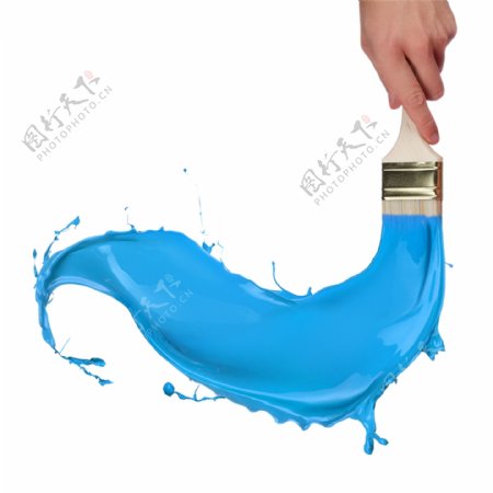 蓝色油漆的手刷图PSD