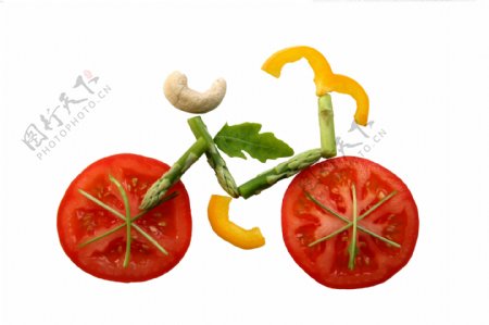 蔬菜拼成的自行车图片