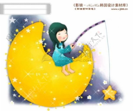 HanMaker韩国设计素材库背景卡通漫画可爱梦幻儿童孩子女孩童真月亮