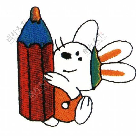 绣花色彩动物兔子橙色免费素材