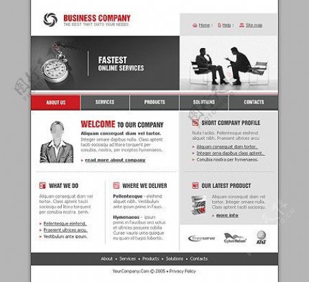 红灰色典型企业网站风格模板