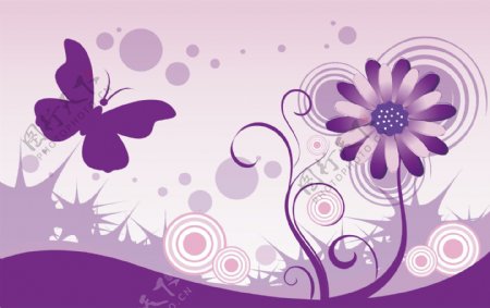 紫色花朵矢量花纹素材