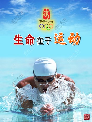 游泳运动展板海报图片