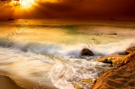 海洋落日美景图片