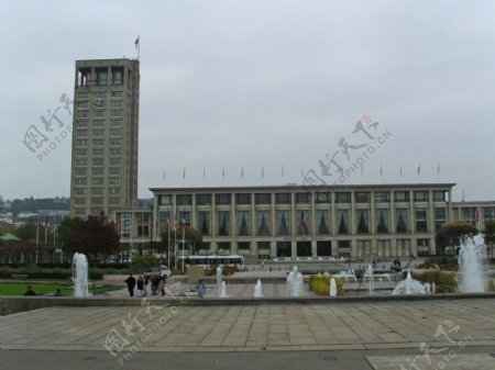 法国勒阿弗尔市政厅大楼和广场图片