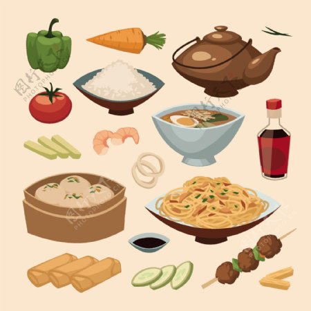 中式快餐矢量素材图片