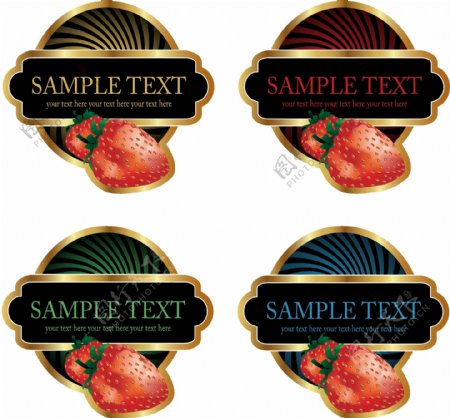 草莓水果欧式标签lable图片