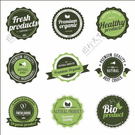 绿色生态食品标识矢量图AI