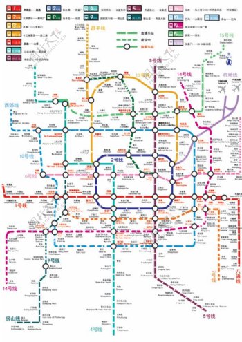 北京地铁线路图矢量素材