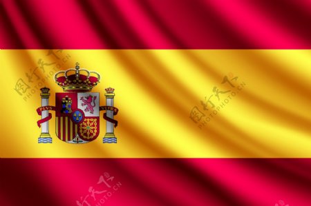 精美西班牙国旗矢量图.
