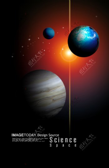 电子科技卫星星球地球球状圆形太阳深邃宇宙psd分层素材源文件09韩国设计元素