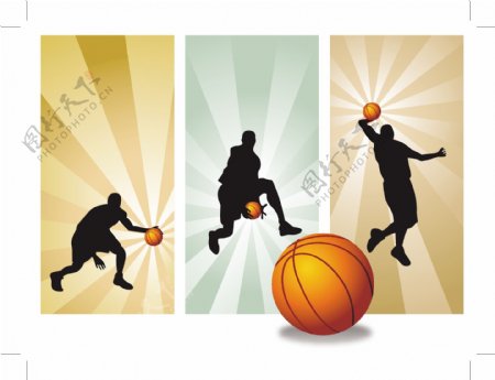 篮球运动员剪影矢量素材图片