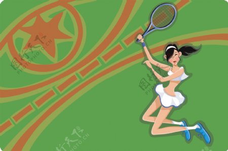 网球美女背景
