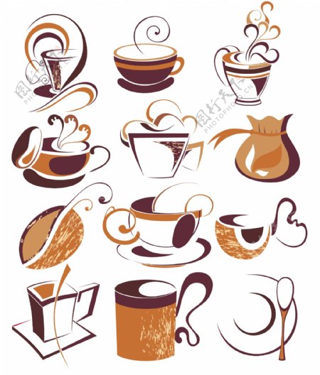 老式的咖啡标志设计矢量素材01