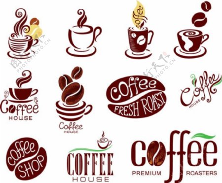 咖啡百变造型咖啡图标素材