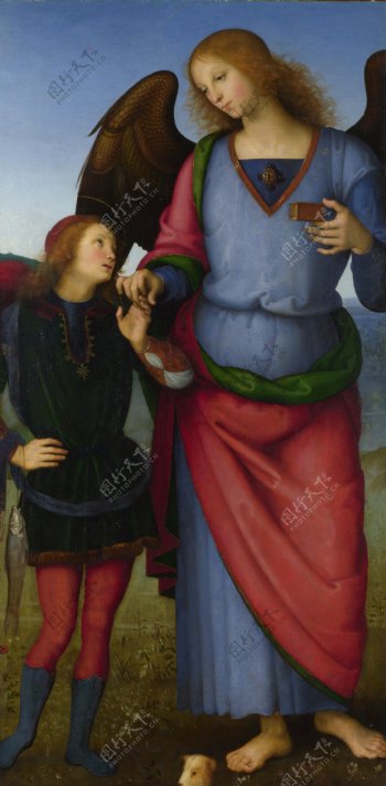 PietroPeruginoTheArchangelRaphaelwithTobias意大利画家拉斐尔Raphael古典人物油画装饰画