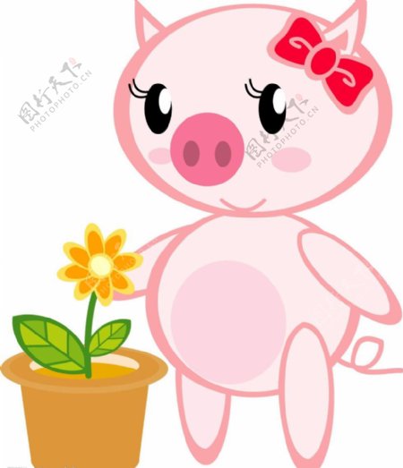 可爱卡通小猪小花图片