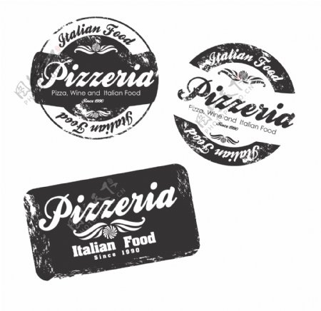比萨饼标签矢量素材图片