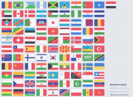 100国旗PSD图标
