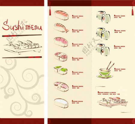 矢量日本寿司菜单模板02