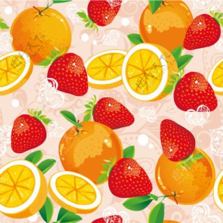 美味橙子草莓插画矢量素材