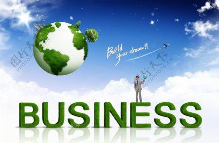 绿色business英文和绿色地球