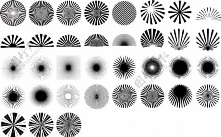 黑色和白色的设计元素系列矢量素材13辐射