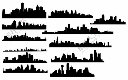 世界各地城市剪影图片
